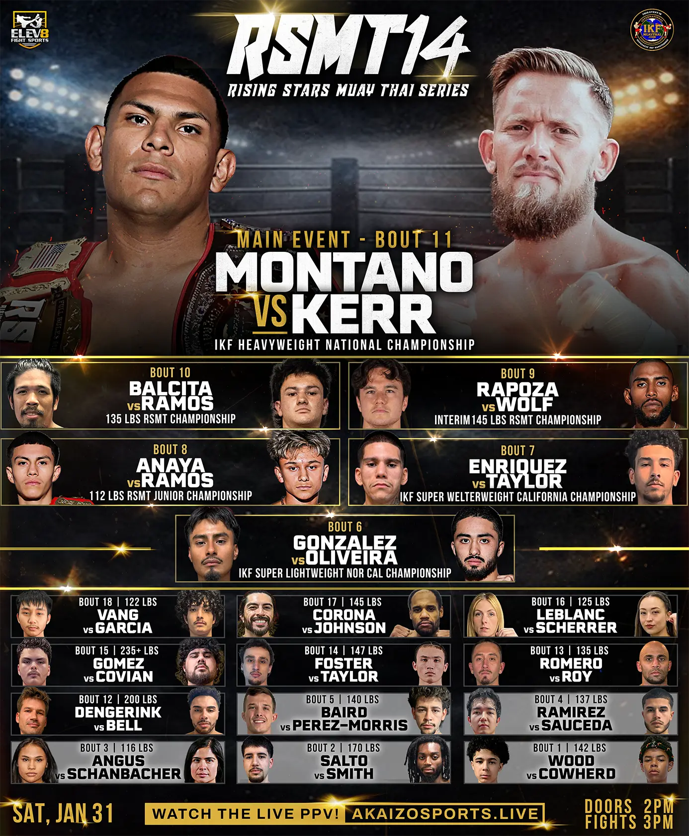 Complete fight card listing for RSMT 14 Sacramento event